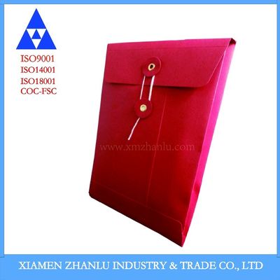 Kleur Gusset Pocket Envelope met Wasser String Closure Style Design in Kraft Paper